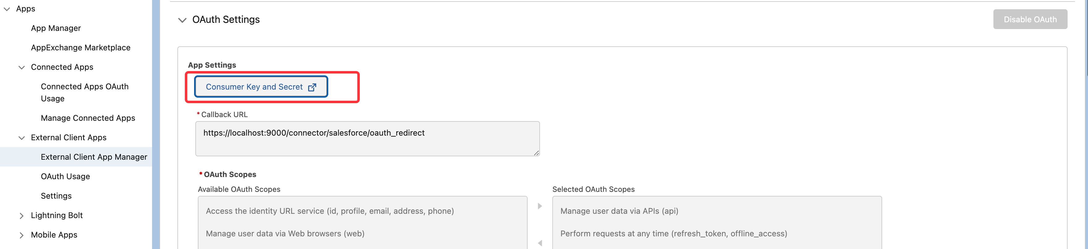 Consumer Key and Secret