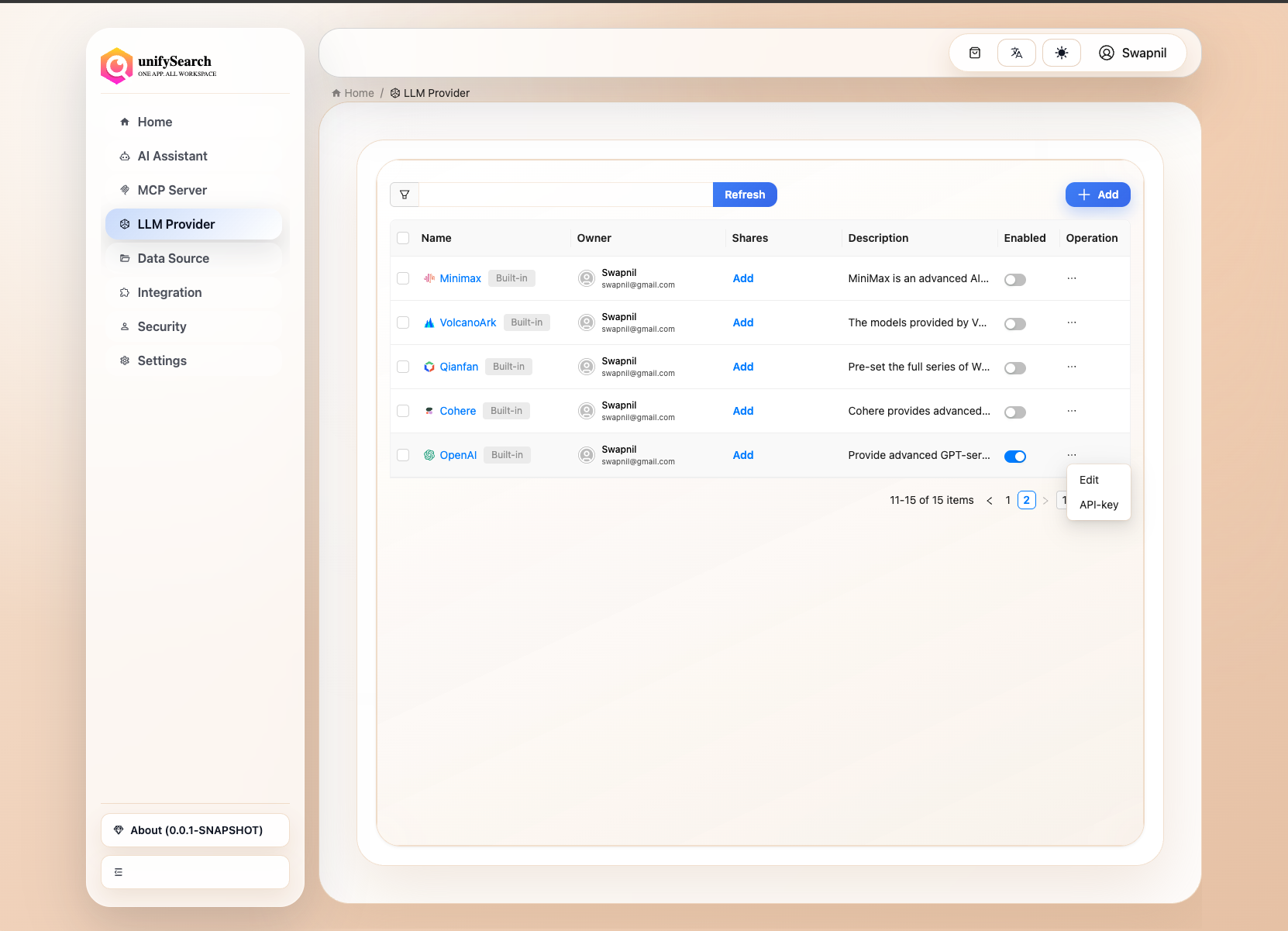 delete Model Provider